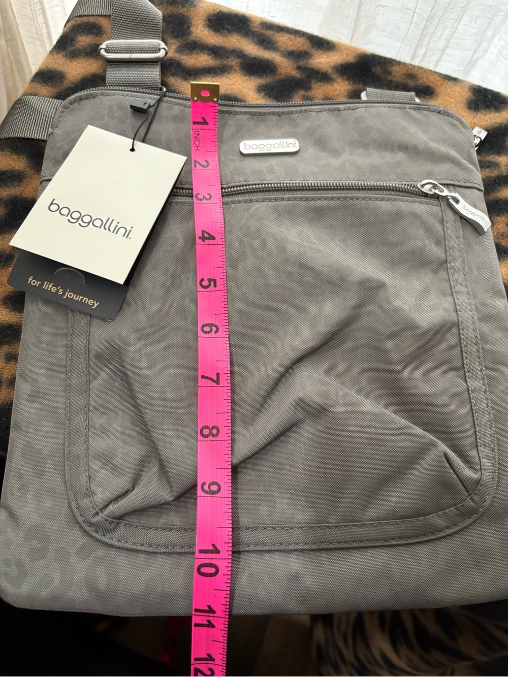 Baggallini Gray Crossbody Bag with Subtle Animal Print - Picture 5 of 7